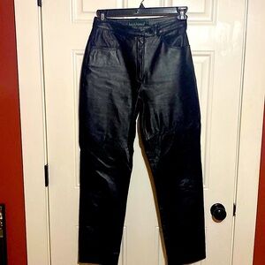 Genuine leather black pants